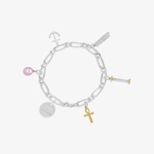 Load image into Gallery viewer, bracelet 5 pendants - silver 925, gold 18 carats & sweet water pearl from the v.i.e.r collection by alexandre hekkers