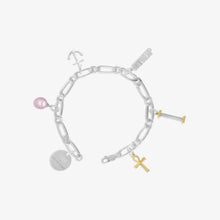 Load image into Gallery viewer, bracelet 5 pendants - silver 925, gold 18 carats & sweet water pearl from the v.i.e.r collection by alexandre hekkers