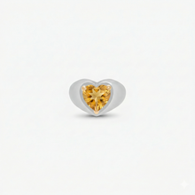 Load image into Gallery viewer, signet ring modula cuore - silver 925, gold 18 carats & citrine from the fancy cuts collection by alexandre hekkers