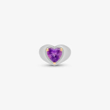 Load image into Gallery viewer, Signet Ring Modula Cuore - Silver 925, gold 18 carats & amethyst