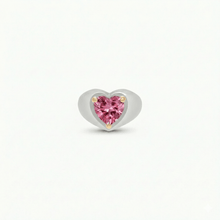 Load image into Gallery viewer, signet ring modula cuore - silver 925, gold 18 carats & precious stones from the fancy cuts collection by alexandre hekkers