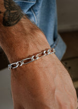 Load image into Gallery viewer, Bracelet Figaro - silver 925 & gold 18 carats set with diamonds