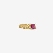 Load image into Gallery viewer, Ring Doria - gold 18 carats chain ring set with a Tourmaline gemstone