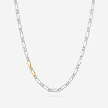Load image into Gallery viewer, necklace figaro - silver 925 & gold 18 carats set with diamonds from the catena collection by alexandre hekkers