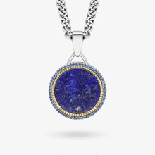 Load image into Gallery viewer, necklace iskandar - silver 925 & gold 18 carats set with diamonds, sapphires & lapis lazuli from the lazuli collection by alexandre hekkers
