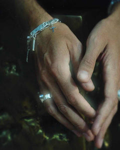 Bracelet 5 Pendants - silver 925, gold 18 carats & sweet water pearl