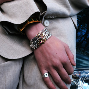 Bracelet Dettaglio Grande - silver 925, gold 18 carats & spinel