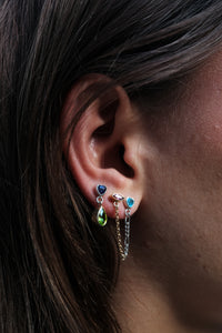 Earring Pera Cuore - silver 925 & gold 18 carats, peridot & amethyst