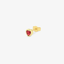 Load image into Gallery viewer, Earring Cuore - gold 18 carats &amp; tourmaline
