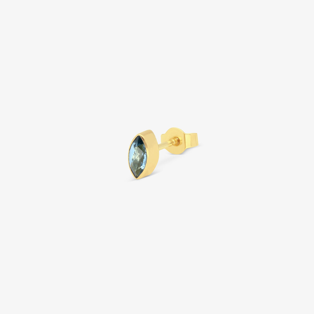 Earring Marquise - gold 18 carats & topaz