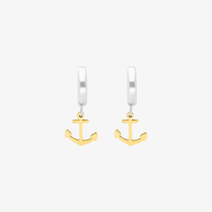 Earrings Anchor - silver 925 & gold 18 carats