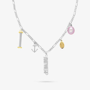 Necklace 5 Pendants - silver 925, gold 18 carats & sweet water pearl