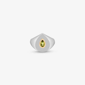 Ring Fancy Pera - gold 18 carats, silver 925 & peridot