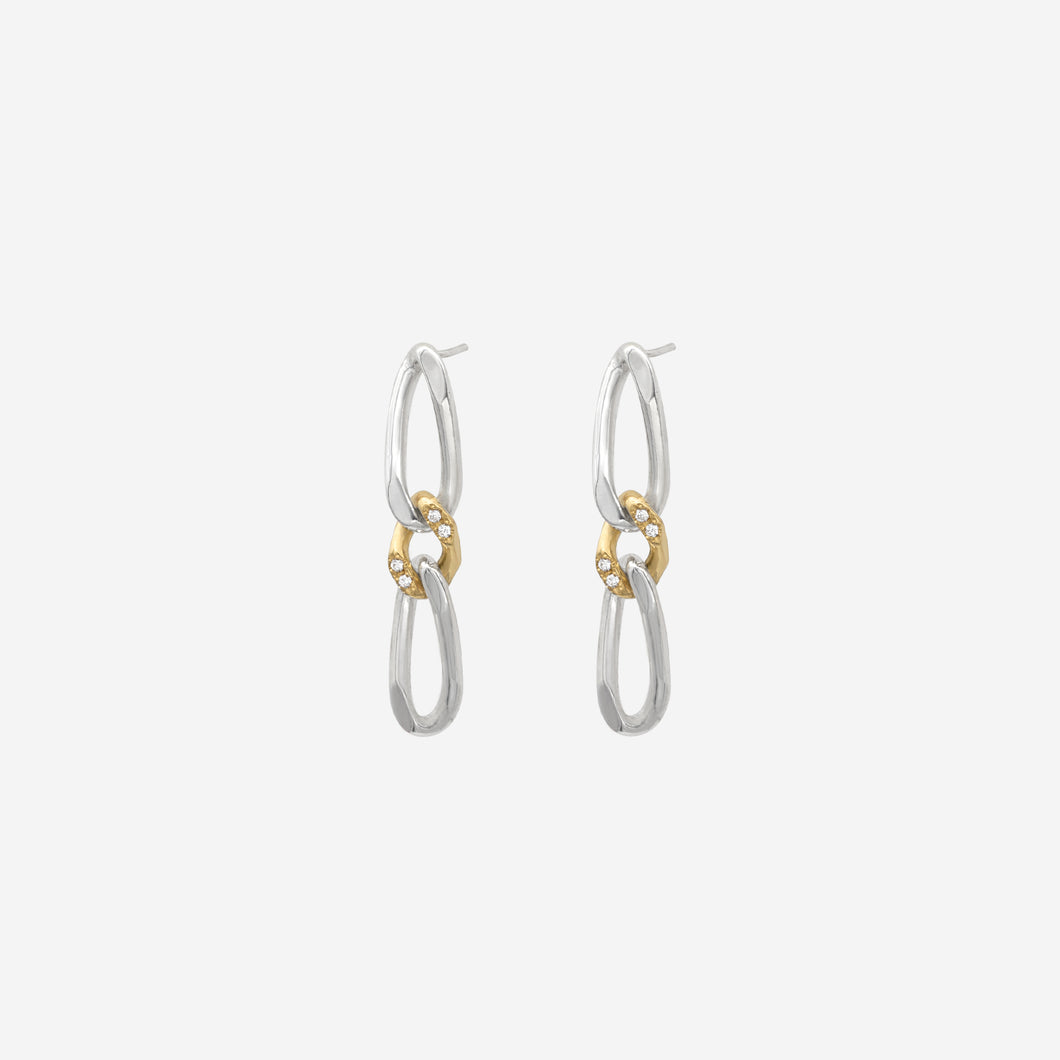 Earring(s) Figaro - silver 925 & gold 18 carats set with diamonds