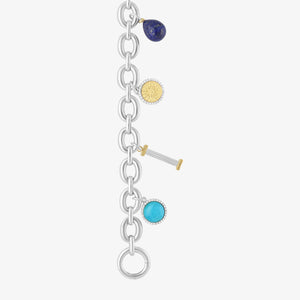 Bracelet Carmino - silver 925, gold 18 carats, diamonds, lapis lazuli & turquoise