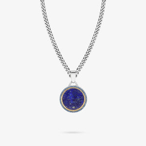Necklace Iskandar - silver 925 & gold 18 carats set with diamonds, sapphires & lapis lazuli