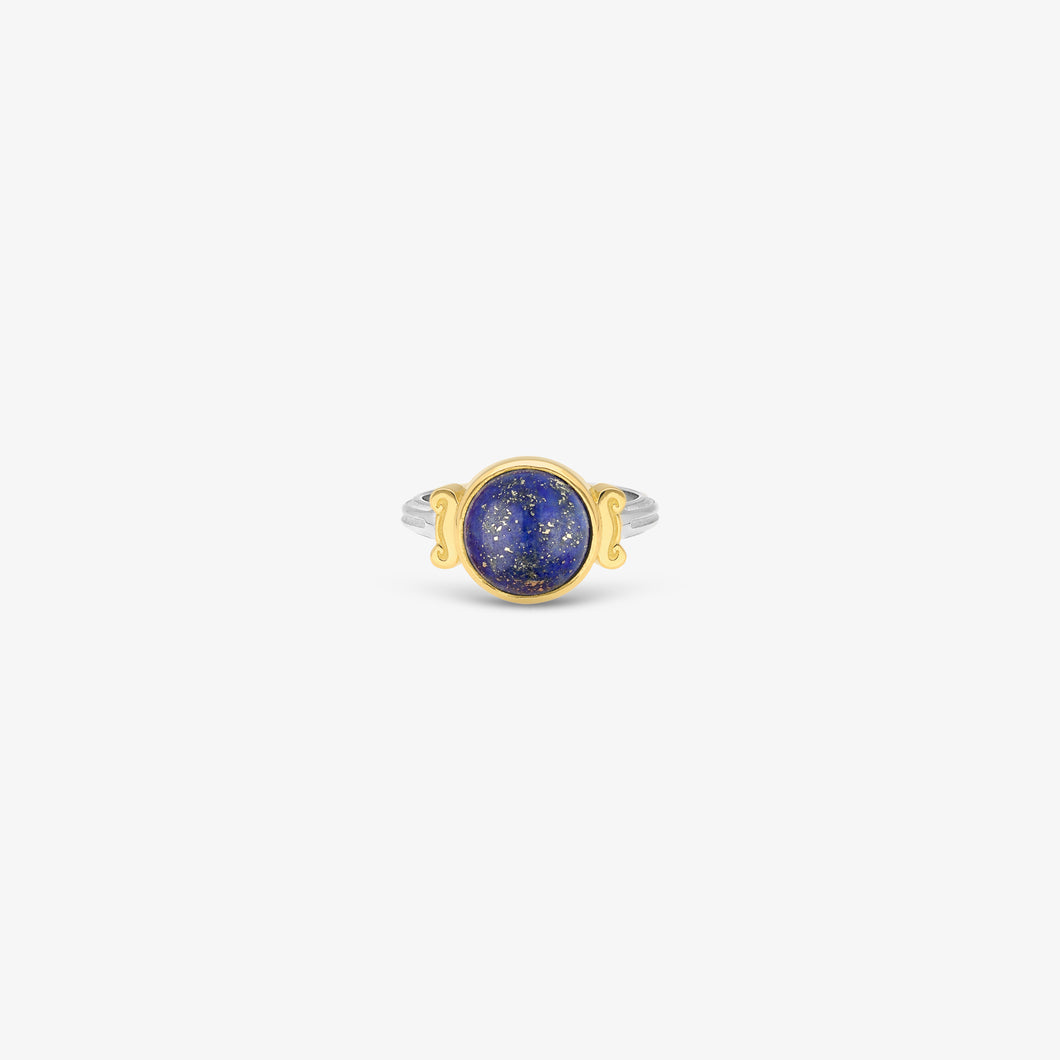 Ring Domo - gold 18 carats and silver 925 set with lapis lazuli