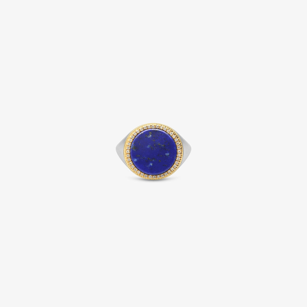 Ring Lazuli - gold 18 carats and silver 925 set with diamonds & lapis lazuli