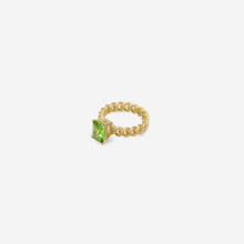 Load image into Gallery viewer, Ring Pietra - gold 18 carats chain ring set with diamonds and a Peridot stone
