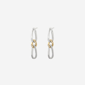 Earrings Figaro - silver 925 & gold 18 carats set with diamonds