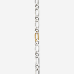 Bracelet Figaro - silver 925 & gold 18 carats set with diamonds