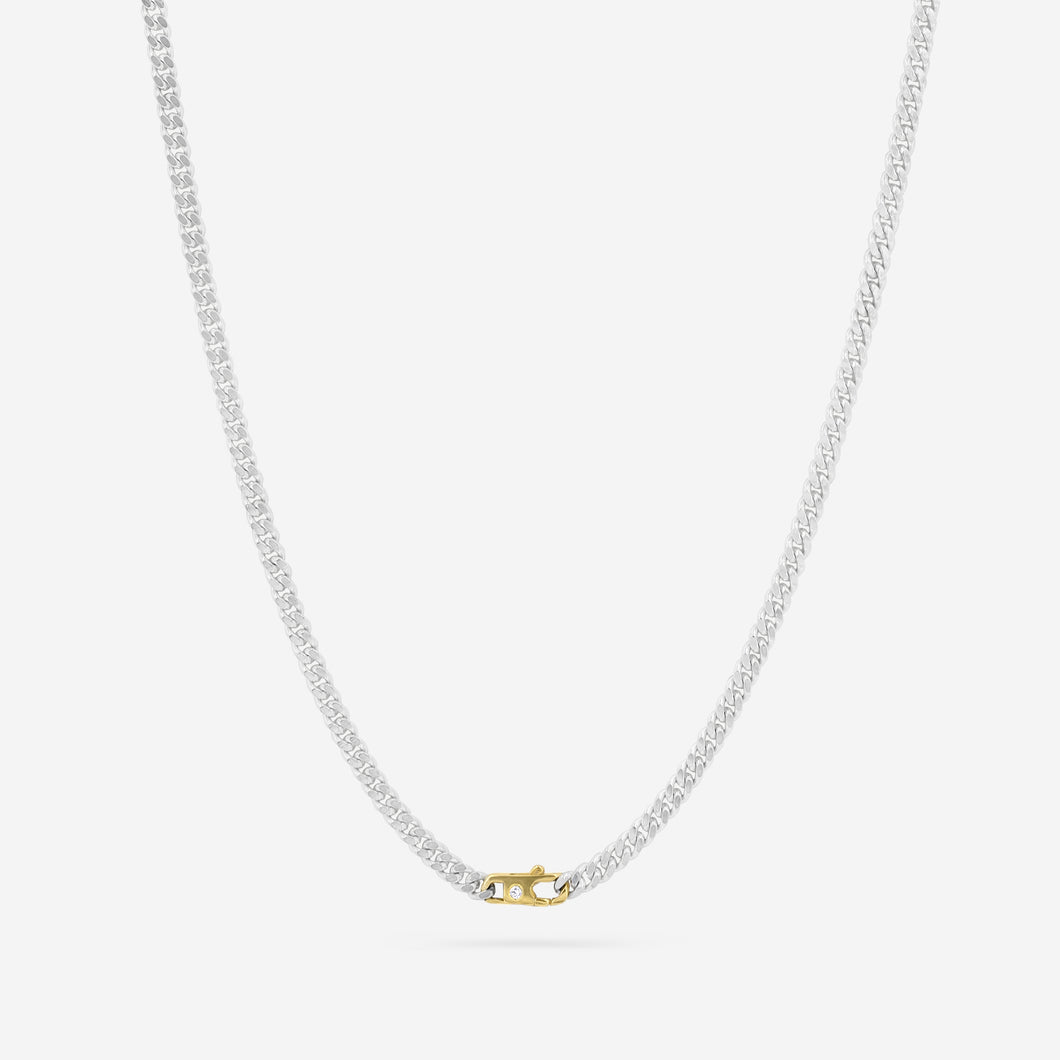 Necklace Dettaglio - silver 925 & a gold 18 carats clasp set with a diamond